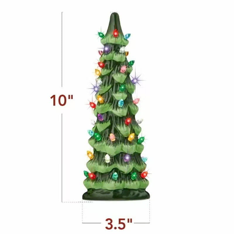 Albero di Natale in ceramica dipinto a mano con luci a led, pre-illuminato🎄