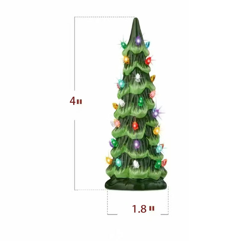 Albero di Natale in ceramica dipinto a mano con luci a led, pre-illuminato🎄