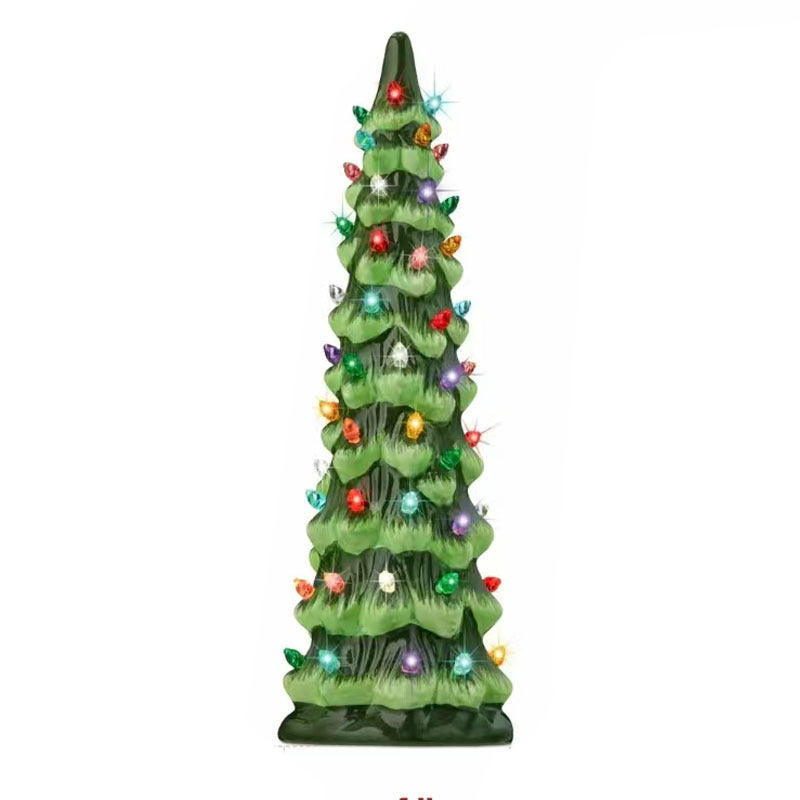 Albero di Natale in ceramica dipinto a mano con luci a led, pre-illuminato🎄