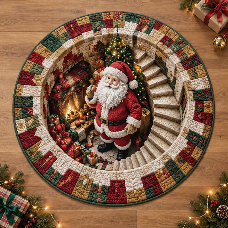 Tappeto rotondo natalizio 3D con Babbo Natal