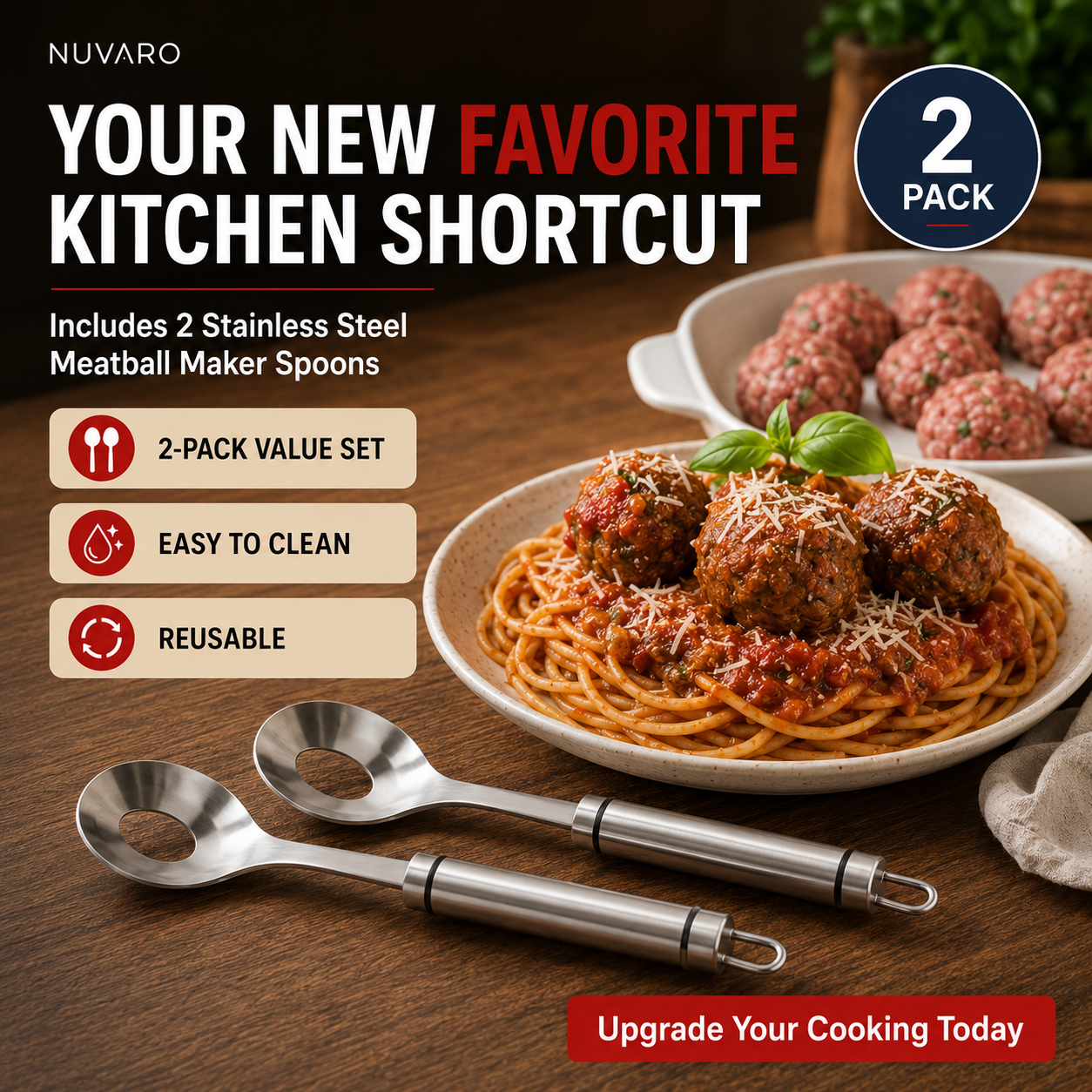 🍝🥄Cucchiaio per polpette in acciaio inossidabile – Prepara polpette perfette senza sporcarti le mani