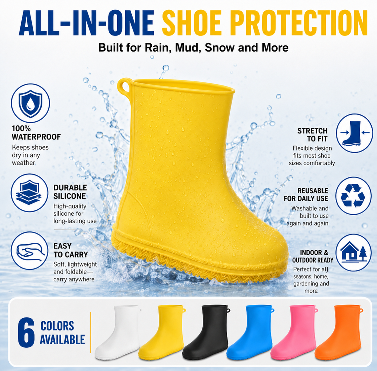 Basta con le scarpe da ginnastica bagnate! Coprasole per la pioggia — Antiscivolo e ripiegabili nella borsa 🌧️