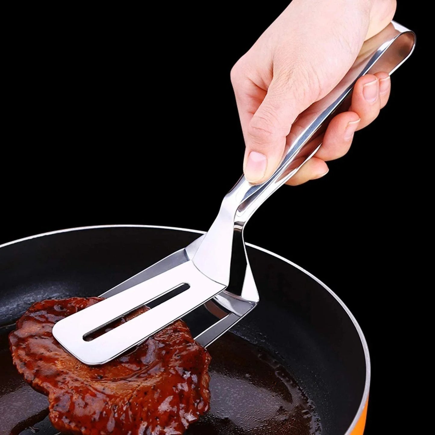 🔥 Pinze da cucina multifunzionali in acciaio inossidabile – Spatola e pinze in un unico utensile! 🍔✨