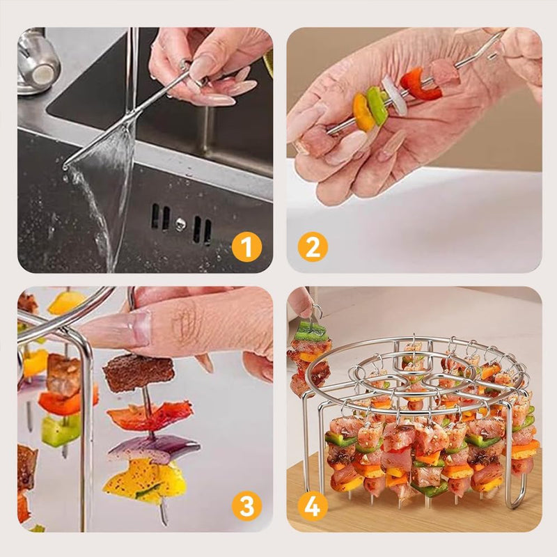 🔥 Griglia per spiedini per friggitrice ad aria – Supporto verticale in acciaio inossidabile per kebab, adatto a friggitrici ad aria, forni e snack da barbecue fatti in casa