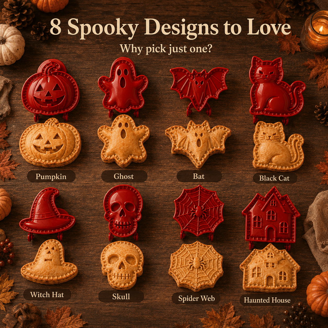 🎃 Set di 8 stampini per mini tortine di Halloween