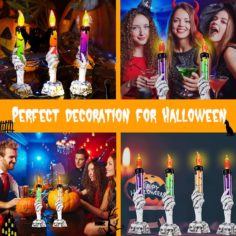 Decorazione a LED a forma di candela con una mano da fantasma per Hallowee