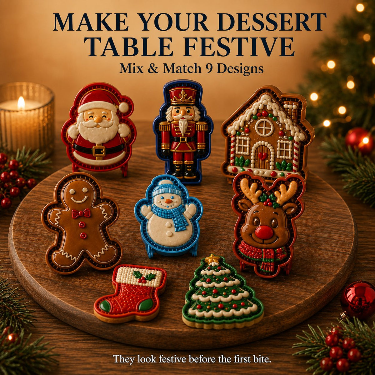 🎄 Collezione di 8 stampi per mini tortine natalizie