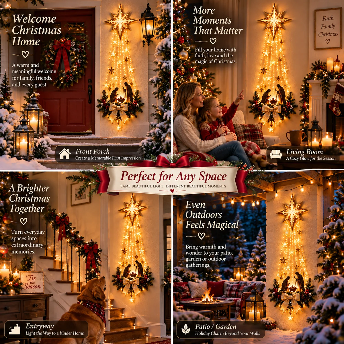 đ Cascata luminosa âBethlehem Starâ per presepe â Decorazione natalizia da parete illuminatađ˛