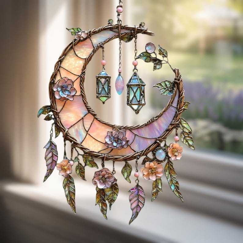 🌙Ciondolo acrilico serie Luna e Fiore💖