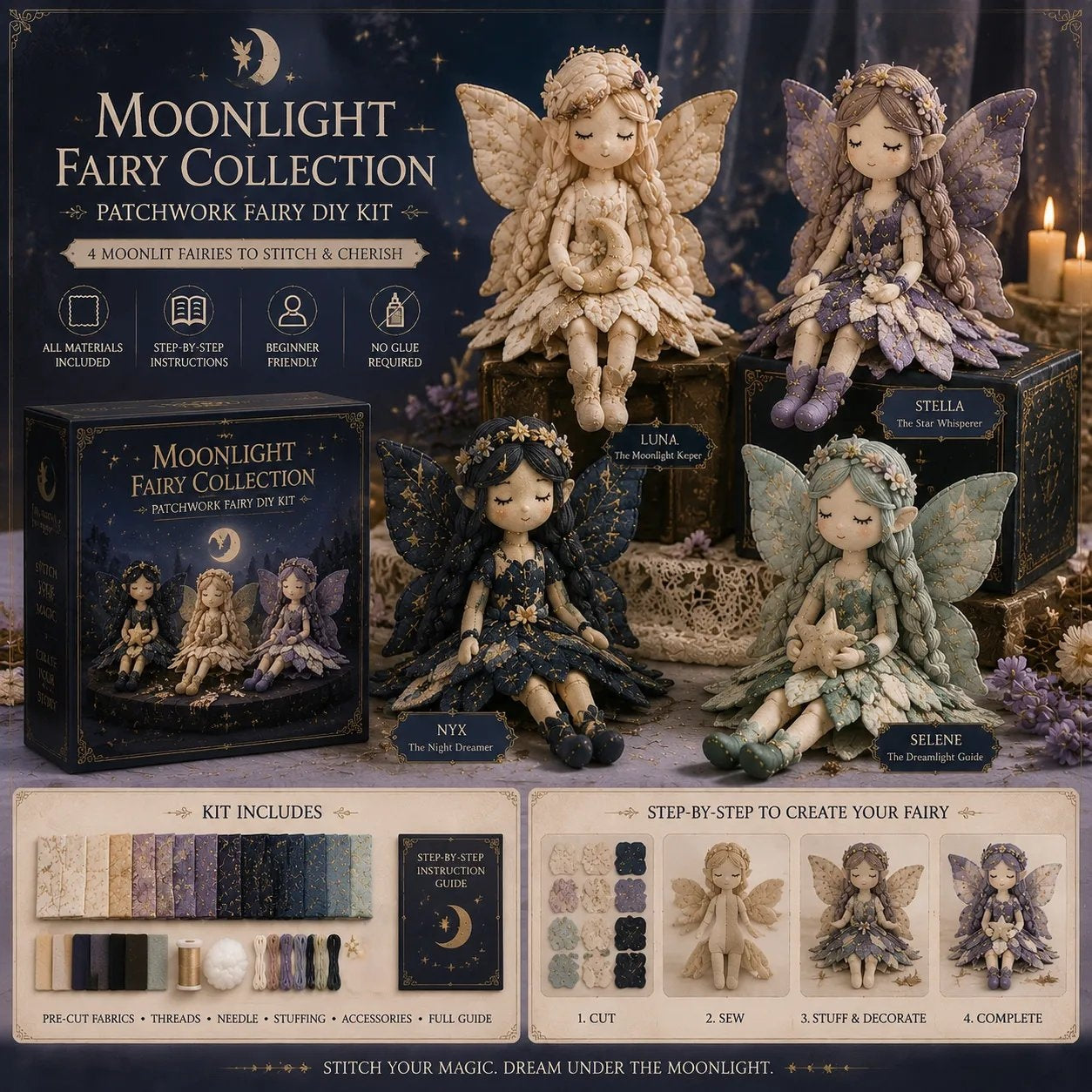🔥ULTIMO GIORNO: SCONTO DEL 50% - 🧵Collezione fai da te Fairy Patchwork
