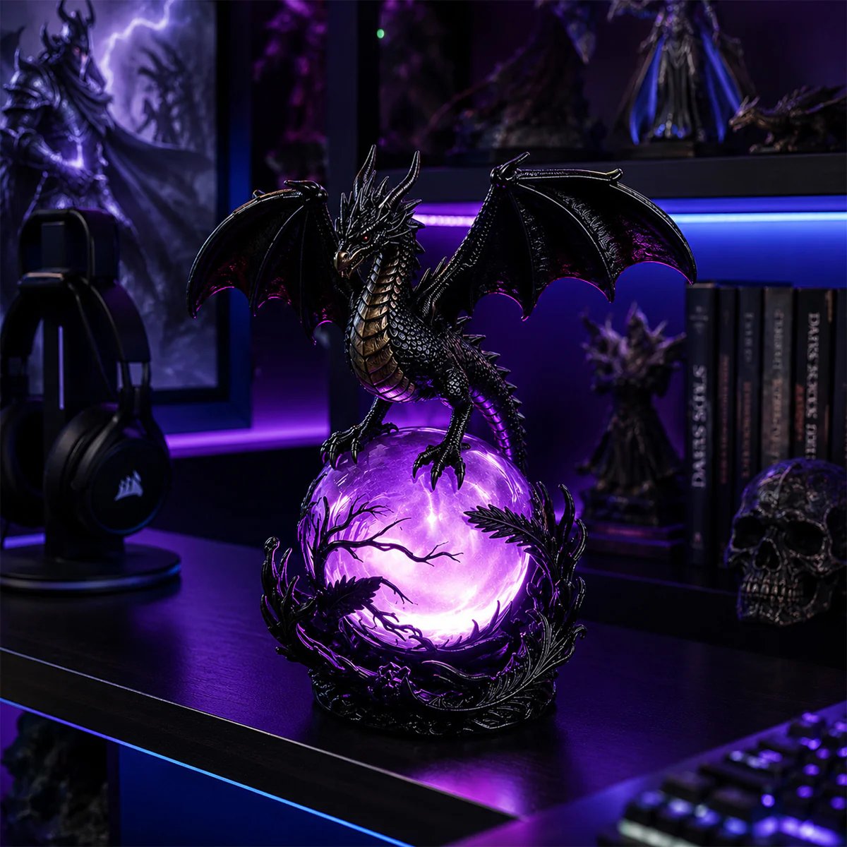🔮Lampada a LED a forma di sfera di cristallo con drago gotico per un arredamento in stile dark
