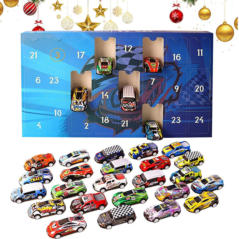 🎄📅Calendario dell'avvento di 24 giorni con conto alla rovescia per il Natale da corsa 2025 - conto alla rovescia con auto da corsa per bambini🎁