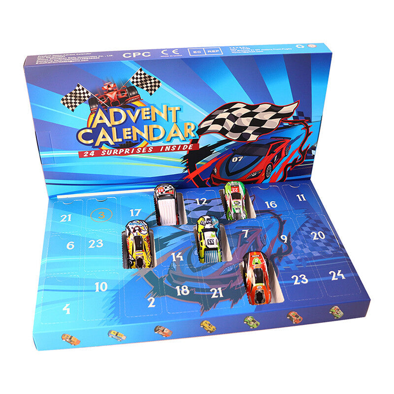 🎄📅Calendario dell'avvento di 24 giorni con conto alla rovescia per il Natale da corsa 2025 - conto alla rovescia con auto da corsa per bambini🎁