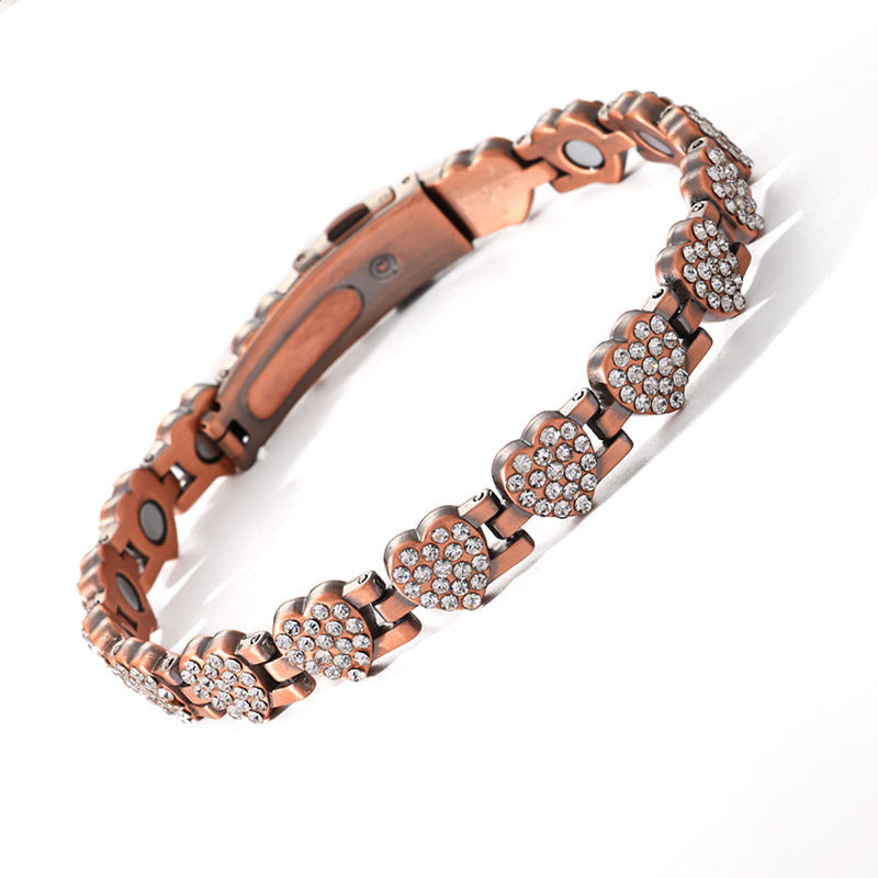 Braccialetti magnetici in rame a forma di cuore abbaglianti da donna