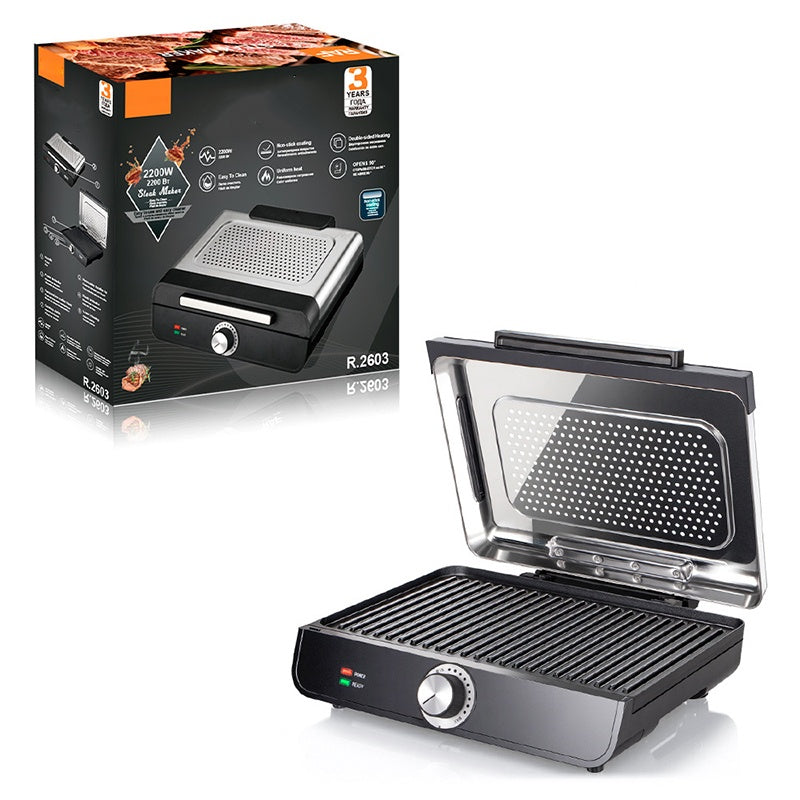 ⏳ Offerta speciale a tempo limitato ⏰ Griglia da interno senza fumo da 2200 W con piastra antiaderente 🥩