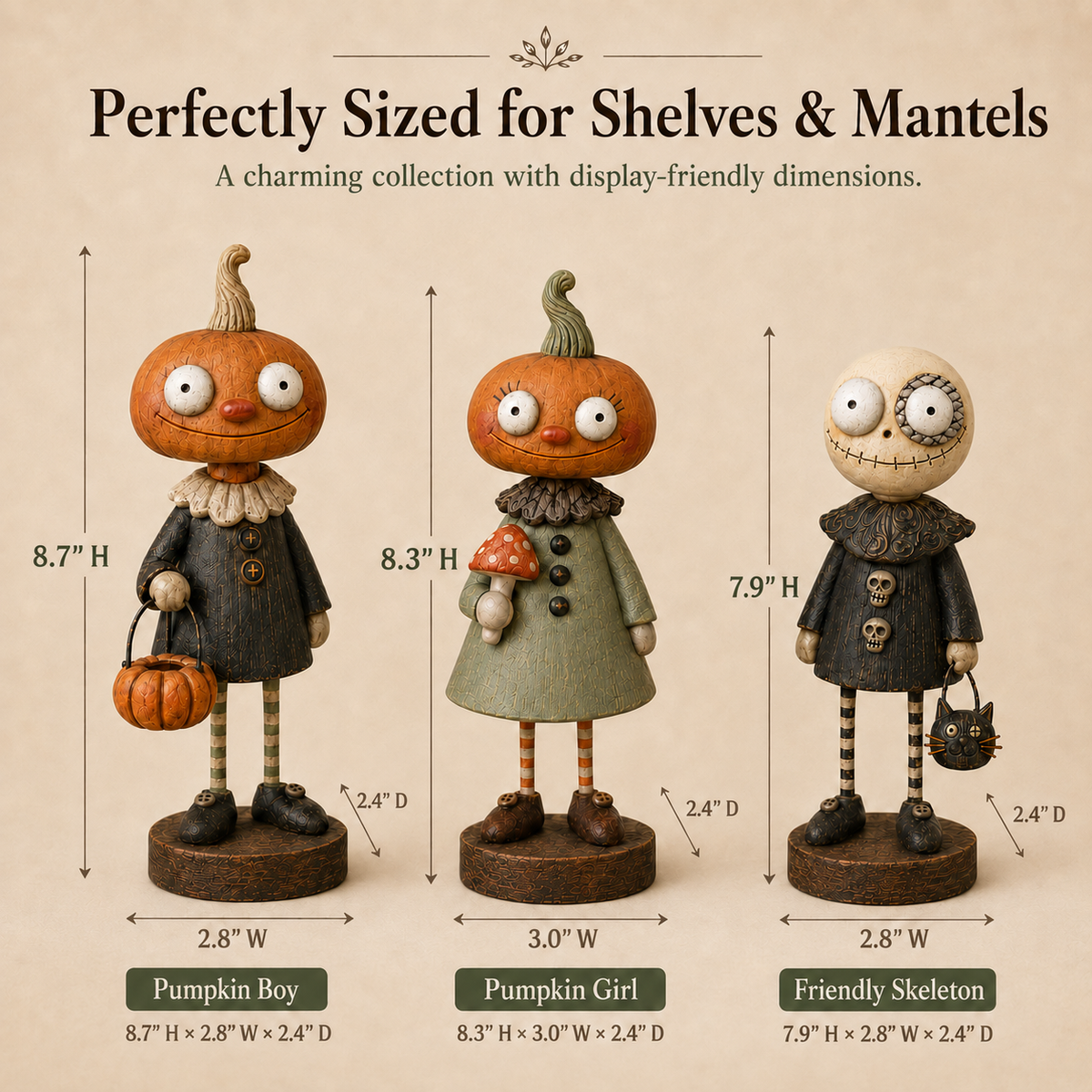 🎃Amici delle zucche primitive – Collezione di statuine vintage di Hallowee