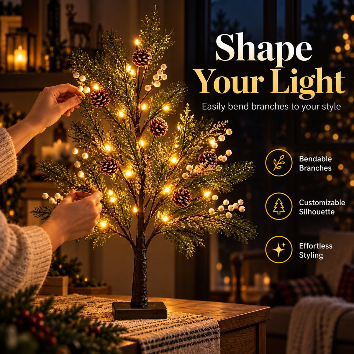 🎄💡 Albero illuminato a LED – Eleganza naturale per ogni stagione 🌿✨