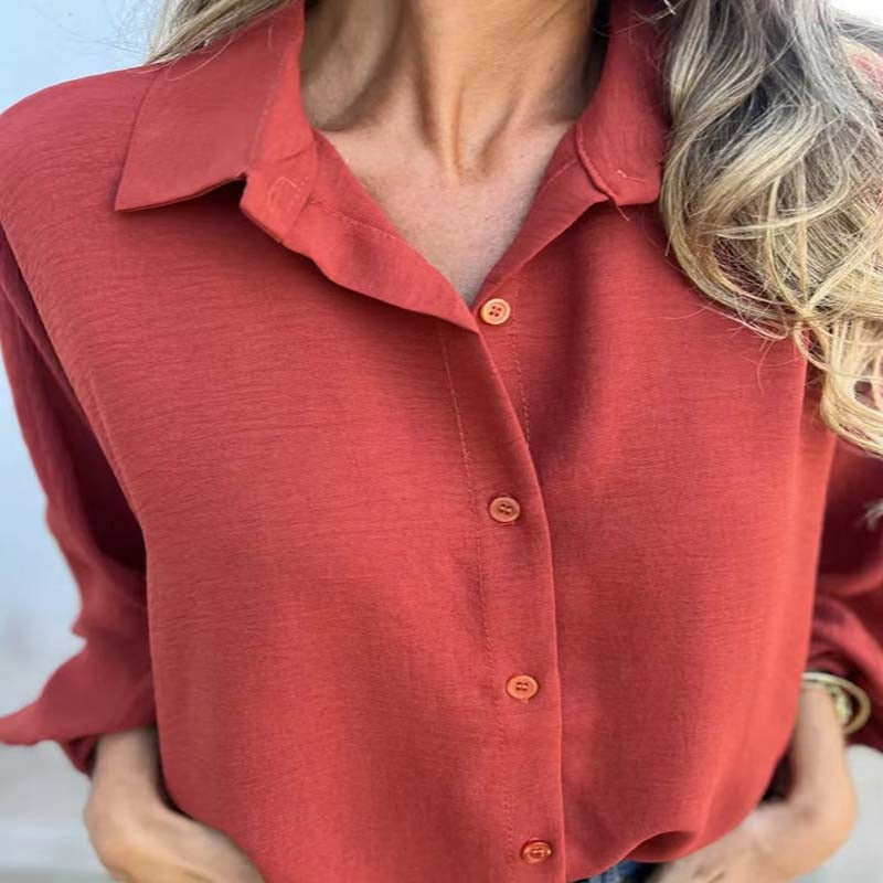 🥰Nuovo prezzo scontato🥰Camicia da donna elegante a tinta unita con botton