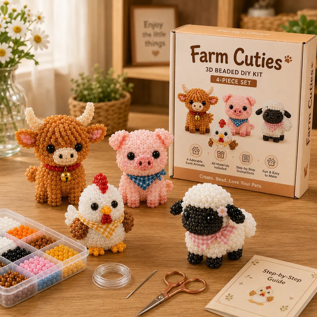 🧵✨ Kit fai da te per creare piccoli animaletti in 3D con perlin