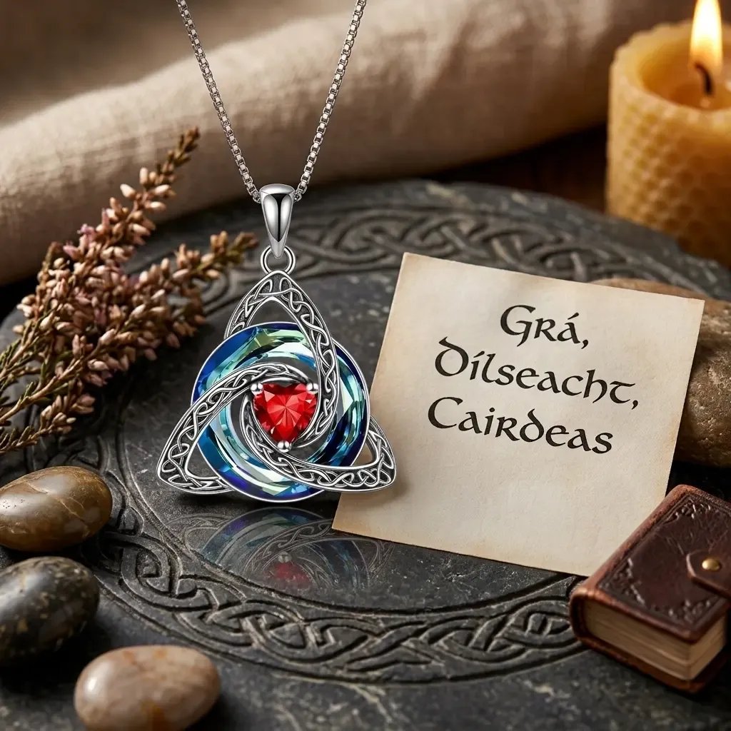 ✨Collana con nodo celtico della Trinità e pietra natale – Un simbolo significativo di amore e legame ❤️