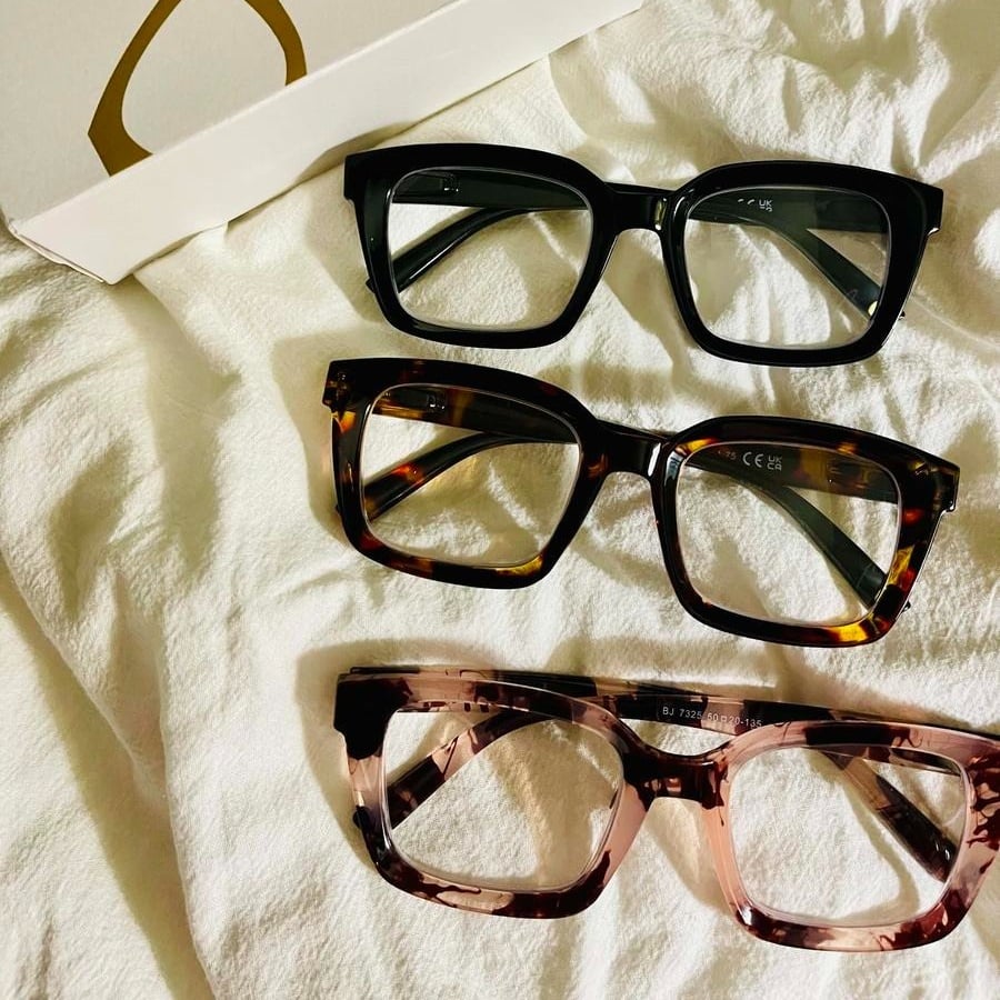 👓Confezione da 3 occhiali da lettura tartarugati – Occhiali da lettura oversize quadrati che bloccano la luce blu