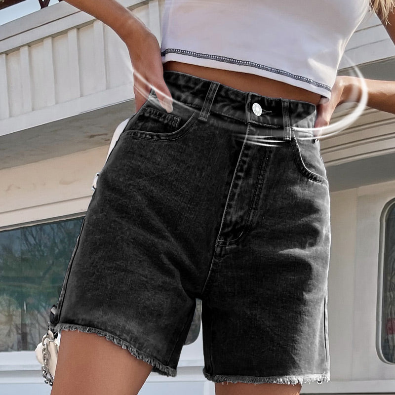 Pantaloncini da donna classici a vita alta in tinta unita