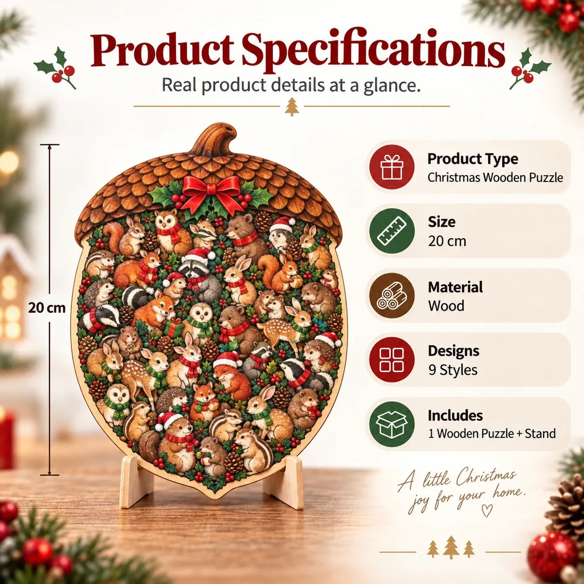 🎄Puzzle natalizio in legno con supporto | 9 motivi festivi da assemblare ed esporre
