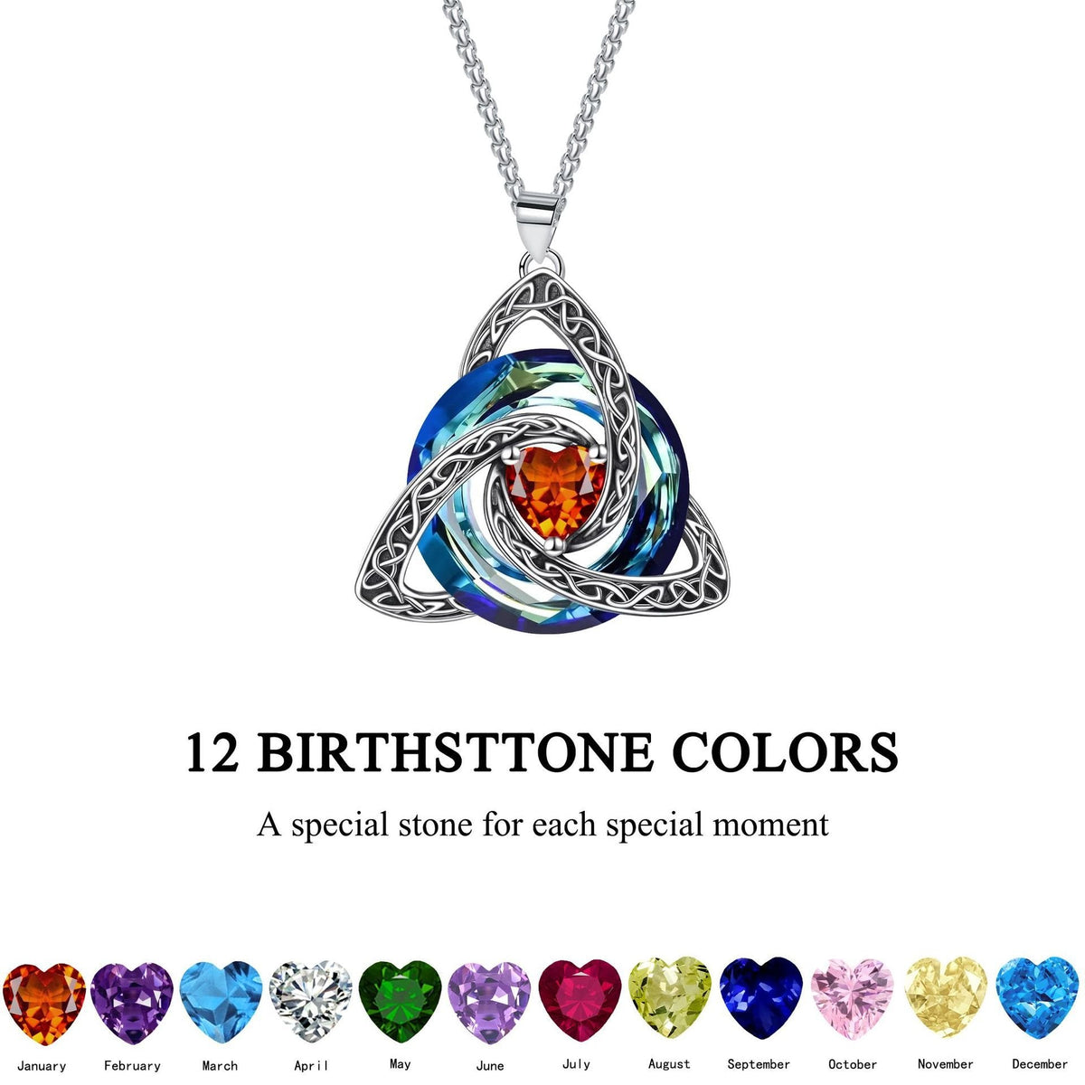 ✨Collana con nodo celtico della Trinità e pietra natale – Un simbolo significativo di amore e legame ❤️