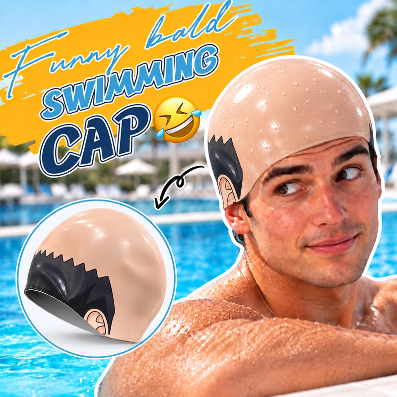 Cuffia da nuoto divertente e realistica a forma di testa calv