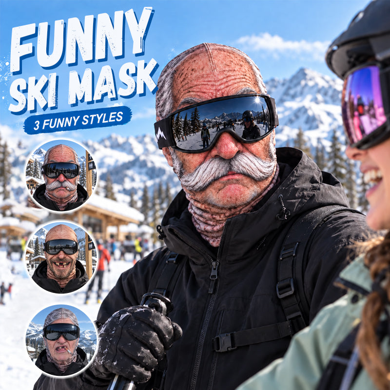 Maschera da sci con volto realistico e divertente – Accessorio esilarante per feste invernali all’aperto in grupp