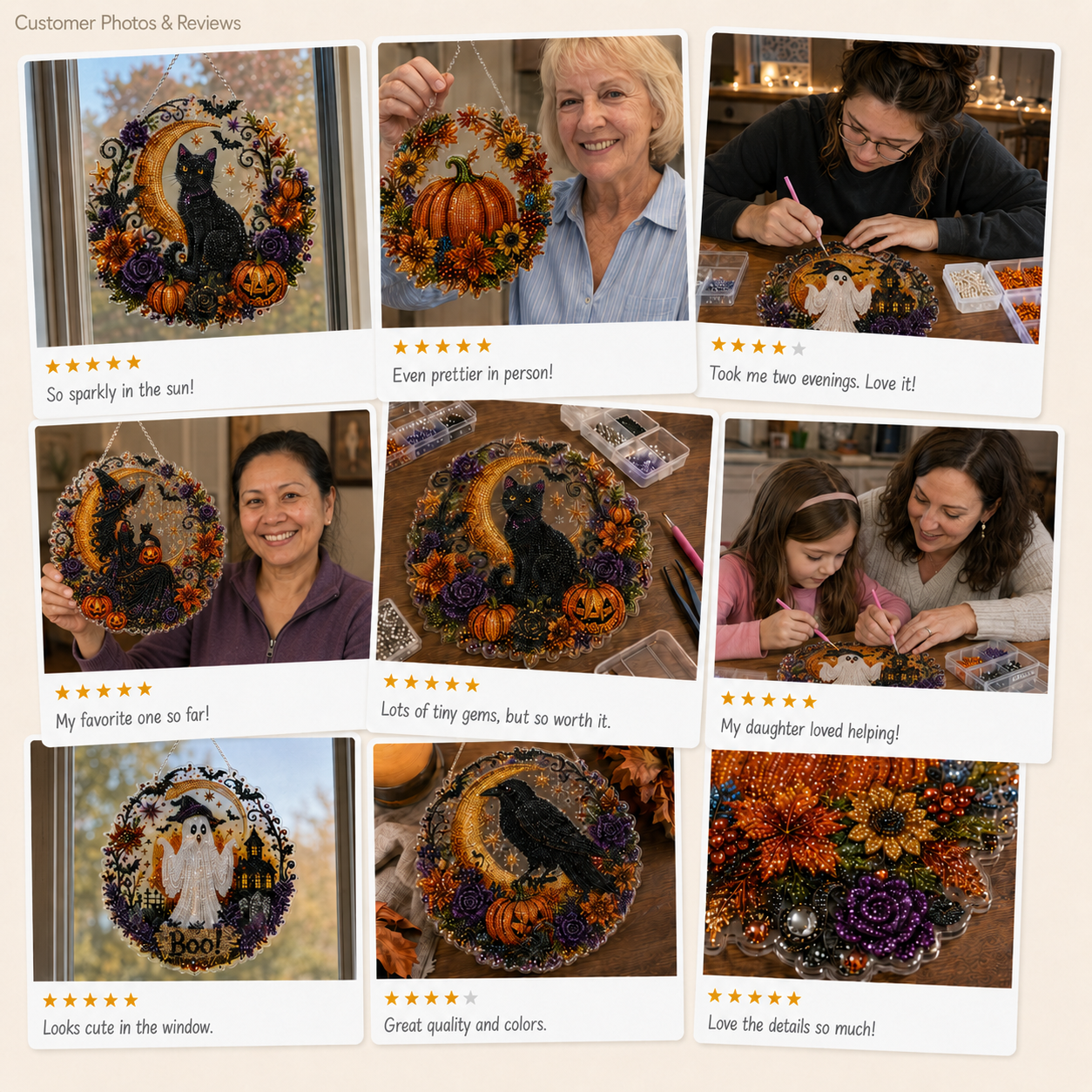 ✨🎃Kit per decorazione da appendere “Diamond Art” con gatto nero e luna di Halloween👻