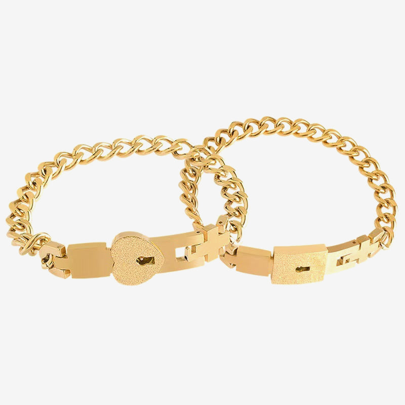Bracciale di coppia con lucchetto a forma di cuore