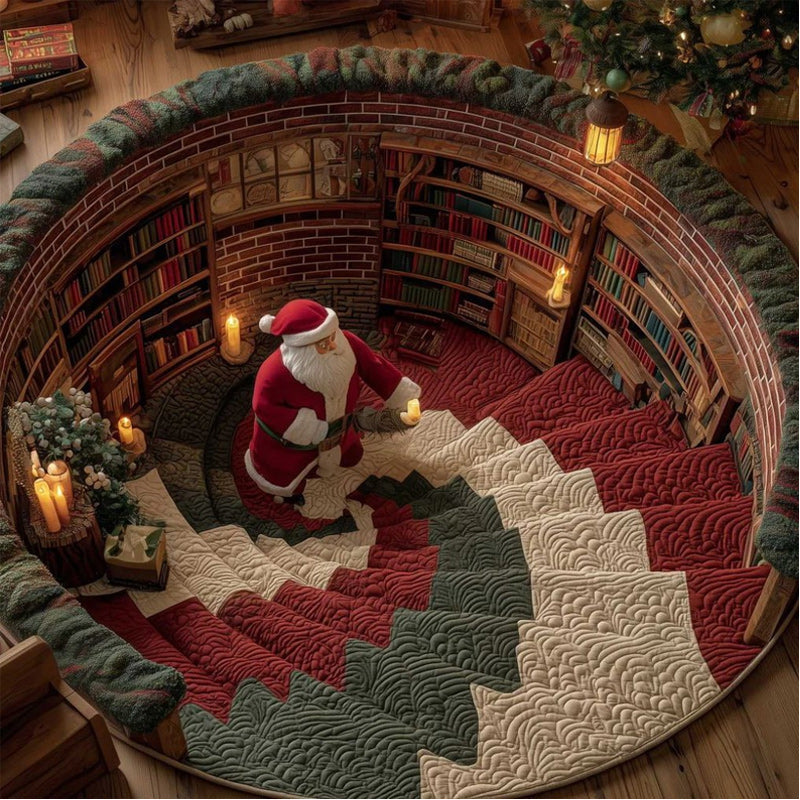 Tappeto rotondo natalizio 3D con Babbo Natal