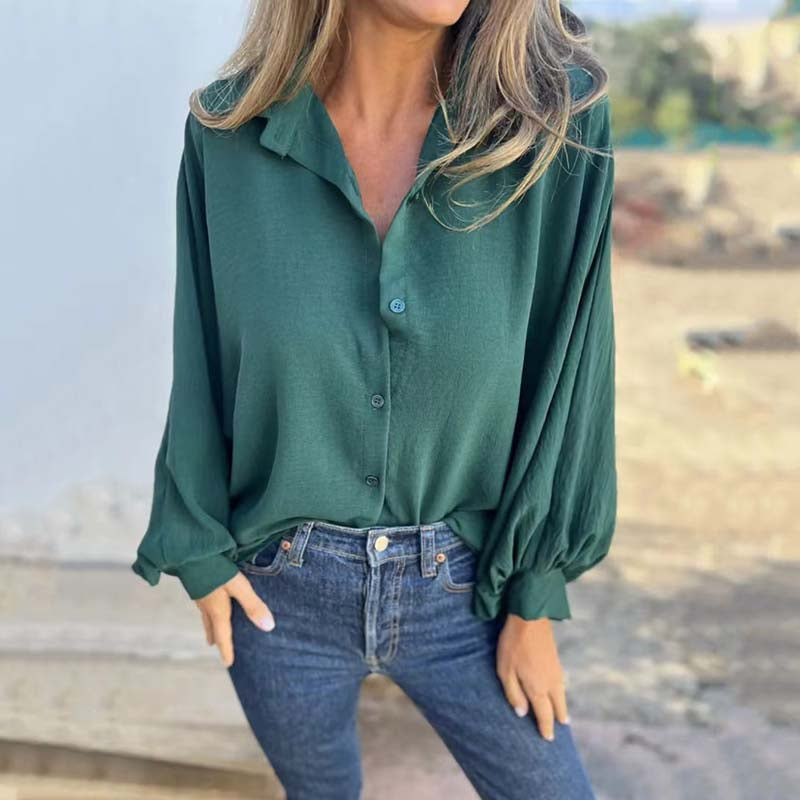 🥰Nuovo prezzo scontato🥰Camicia da donna elegante a tinta unita con botton