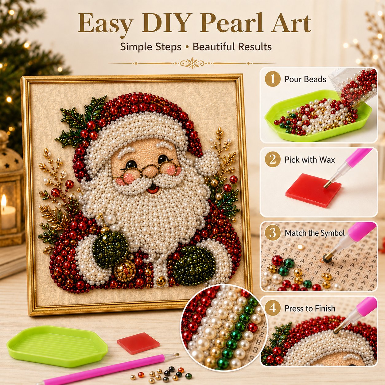 🧘Rilassante e adatto ai principianti - 🎨💎Kit fai da te per un quadro natalizio con perline e diamant