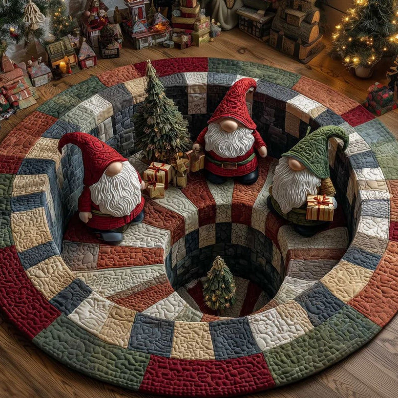 Tappeto rotondo natalizio 3D con Babbo Natal