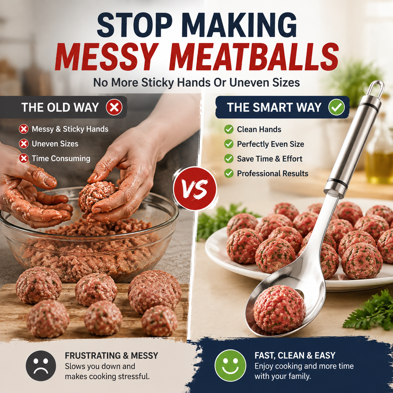 🍝🥄Cucchiaio per polpette in acciaio inossidabile – Prepara polpette perfette senza sporcarti le mani