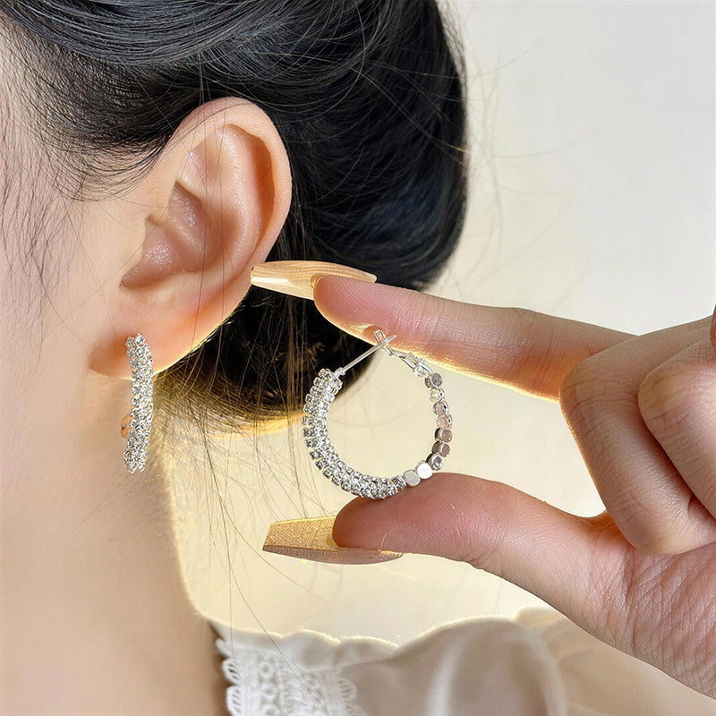 Orecchini a Cerchio Grandi Audaci con Perno d'Argento per Donna, Lusso Leggero, Effetto Sottile per Viso Rotondo, Design Irregolare