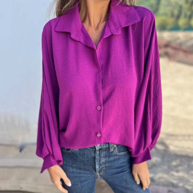 🥰Nuovo prezzo scontato🥰Camicia da donna elegante a tinta unita con botton