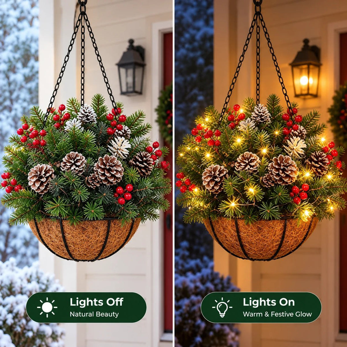 🎄 Ultimo giorno: SCONTO DEL 50%🏆 Cesto natalizio con luci integrate |🎄 Con luci integrate, resistente alle intemperie e non richiede manutenzion