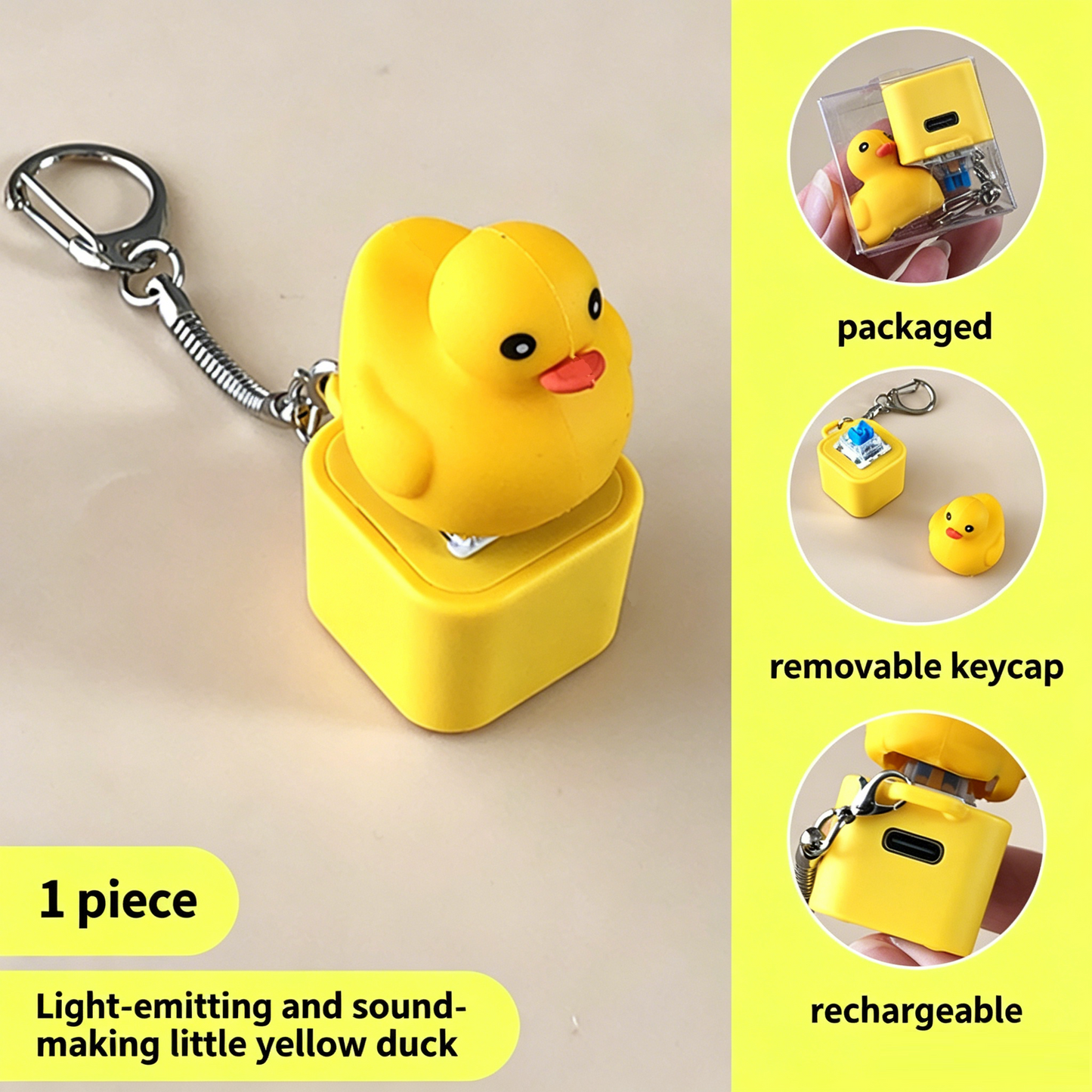 Portachiavi con bottone “Seagull MINE!” - Suono reale e luce LED