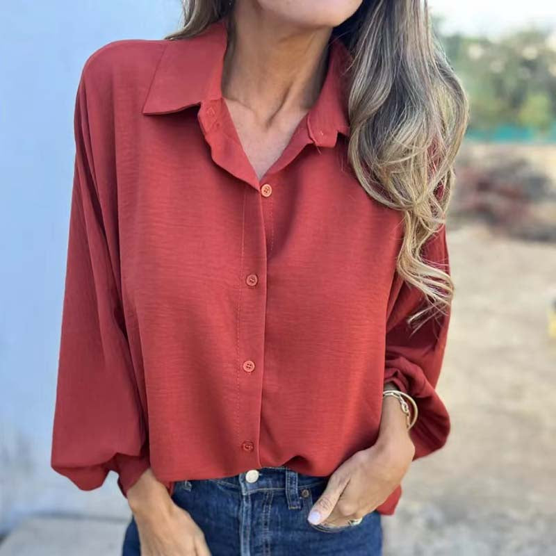 🥰Nuovo prezzo scontato🥰Camicia da donna elegante a tinta unita con botton