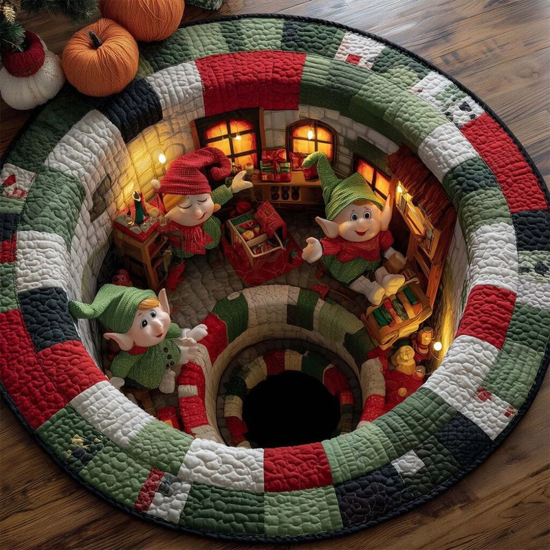 Tappeto rotondo natalizio 3D con Babbo Natal