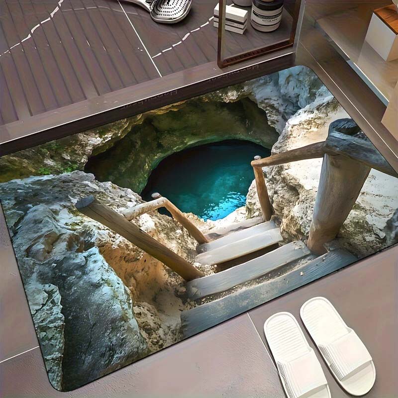 Zerbino antiscivolo stampato HD con motivo Endless Abyss e illusione visiva