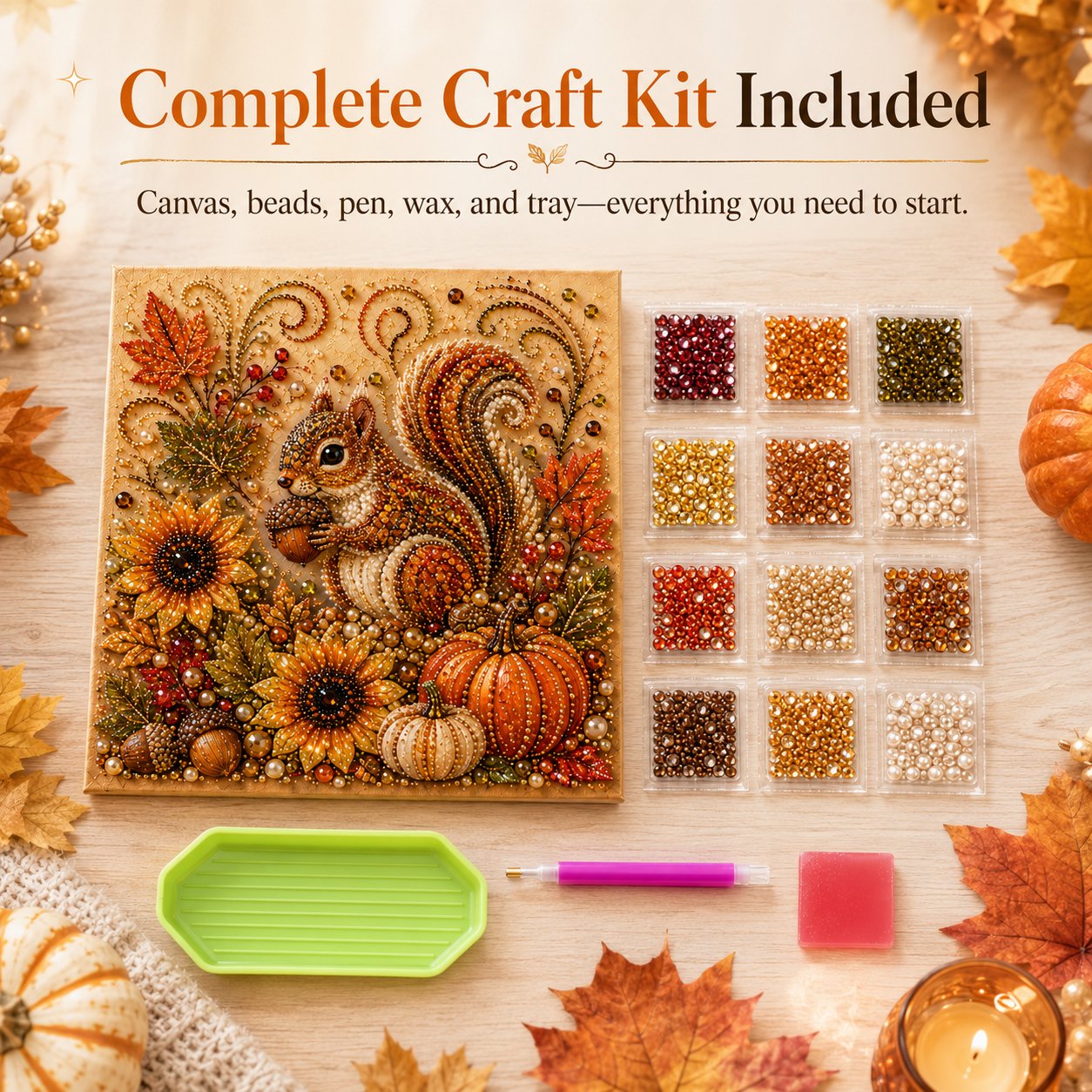 🍂💎 Kit per dipingere con le perle autunnali – Un rilassante progetto fai da te per creare scintillanti opere d'arte autunnali 🖌️