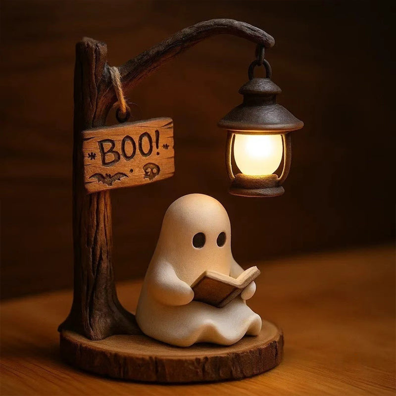Lampada da lettura a forma di fantasma per Halloween | Figurina decorativa da tavolo, inquietante e accogliente, con lanterna e luce notturn