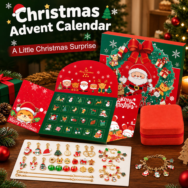 Calendario dell'Avvento con conto alla rovescia natalizio e gioielli fai da t