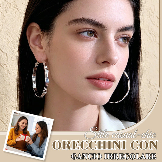 Orecchini a Cerchio Grandi Audaci con Perno d'Argento per Donna, Lusso Leggero, Effetto Sottile per Viso Rotondo, Design Irregolare