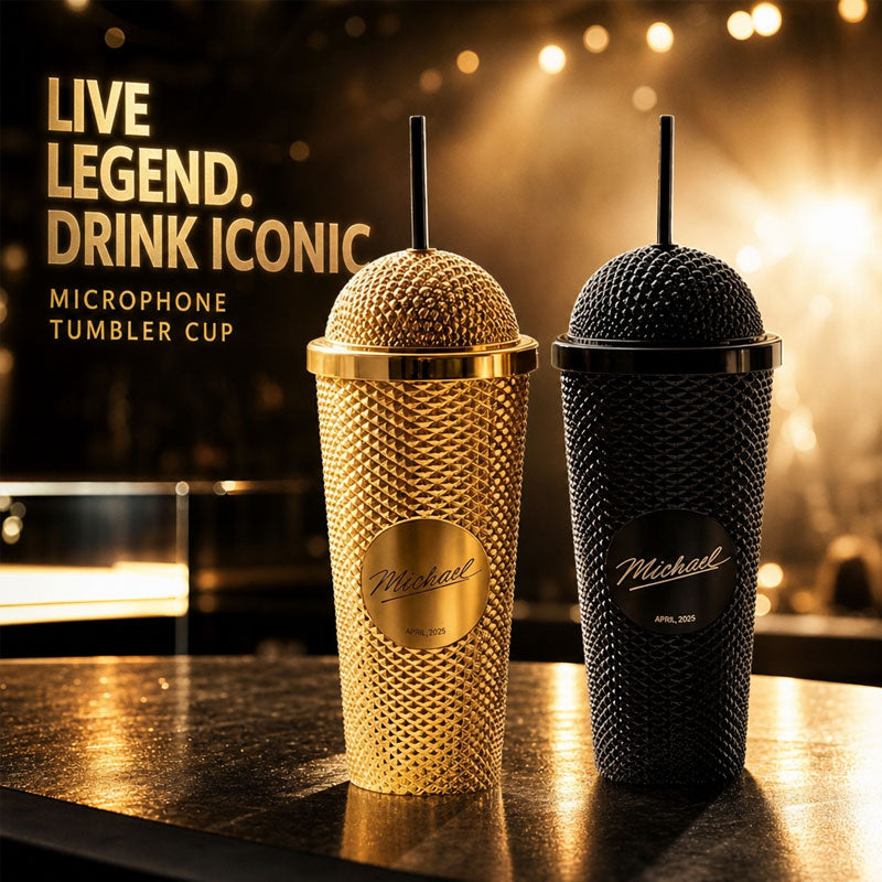 Bicchiere a forma di microfono Superstar | Unico bicchiere nei colori oro e ner