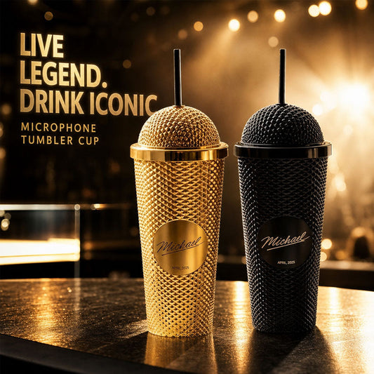 Bicchiere a forma di microfono Superstar | Unico bicchiere nei colori oro e ner